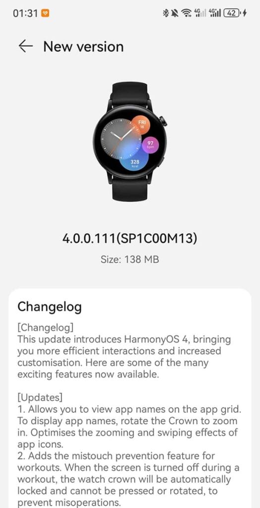 Huawei Watch GT 3 Harmony OS 4 update