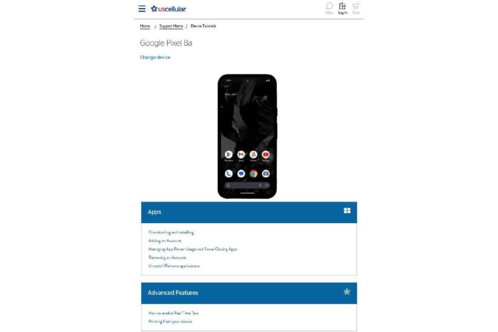 Google Pixel 8a US Carrier Listing