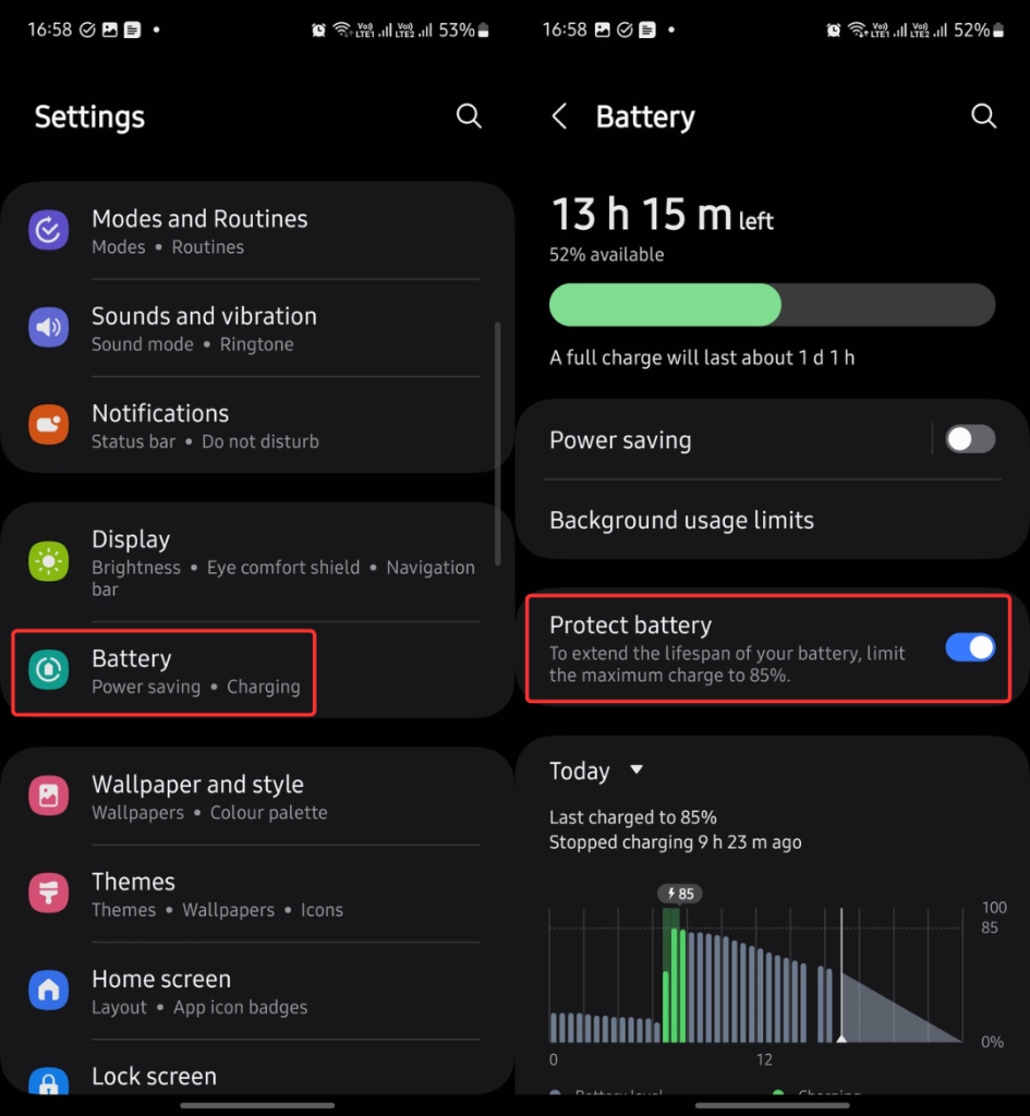 One UI 6 battery protection