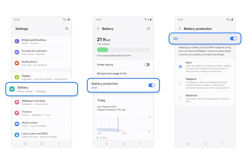One UI 6.1 Battery protect