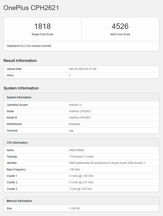 OnePlus Nord 4 Geekbench