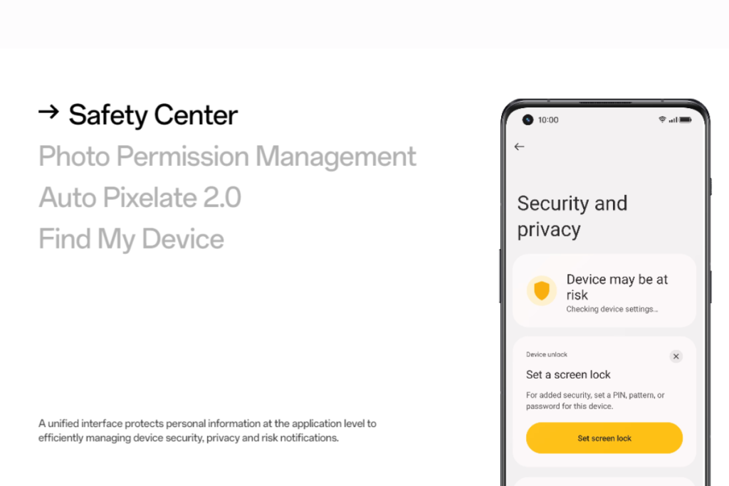 OxygenOS 14 unitified security dashboard