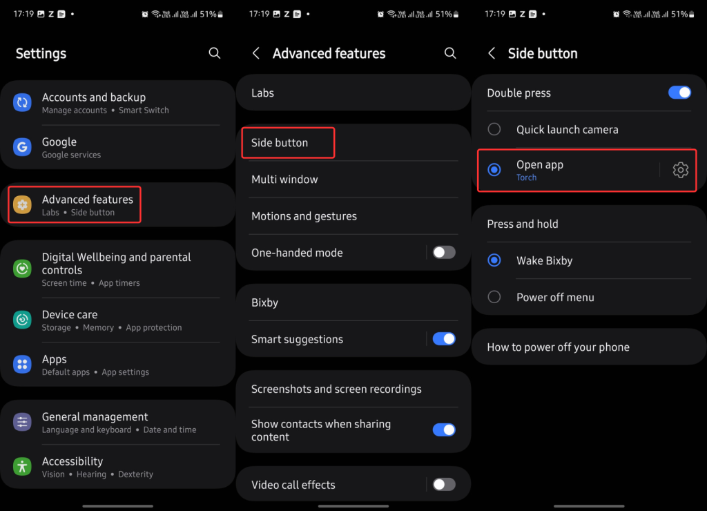 Side Button customization in Samsung Galaxy