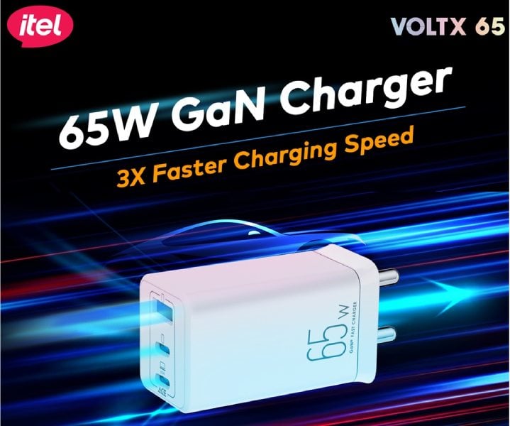 itel VOLTX 65W GaN charger
