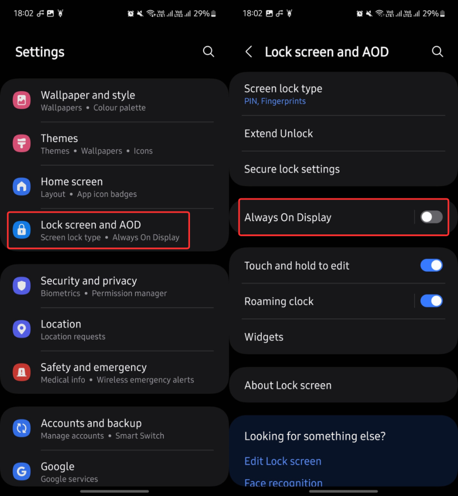 One UI 6.1 中的始终显示 （AOD）