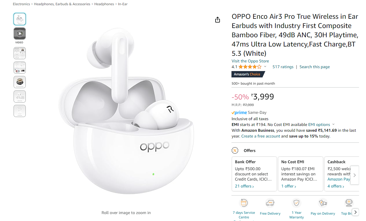 Наушники Tws Oppo Enco Air 3 Купить