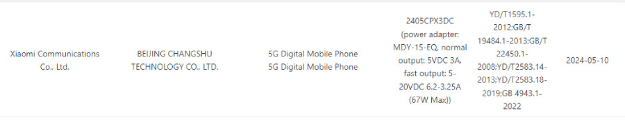 Xiaomi Mix Flip 3C certification
