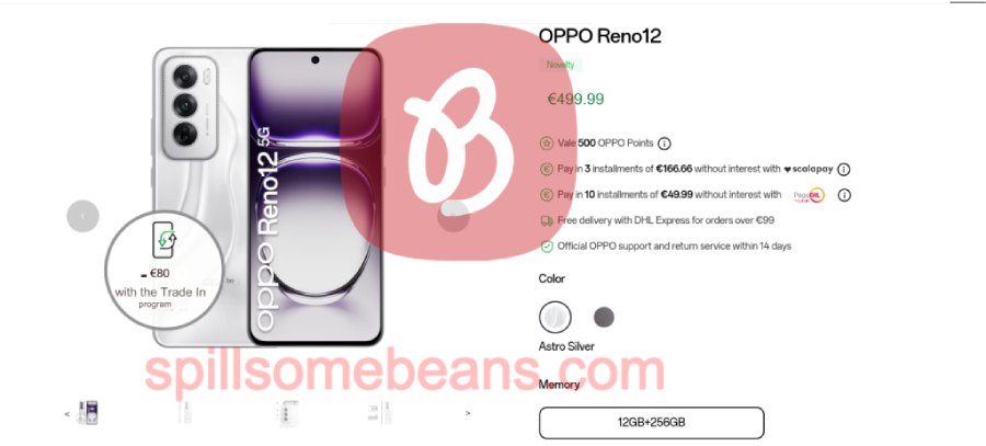 Oppo Reno 12 price leak