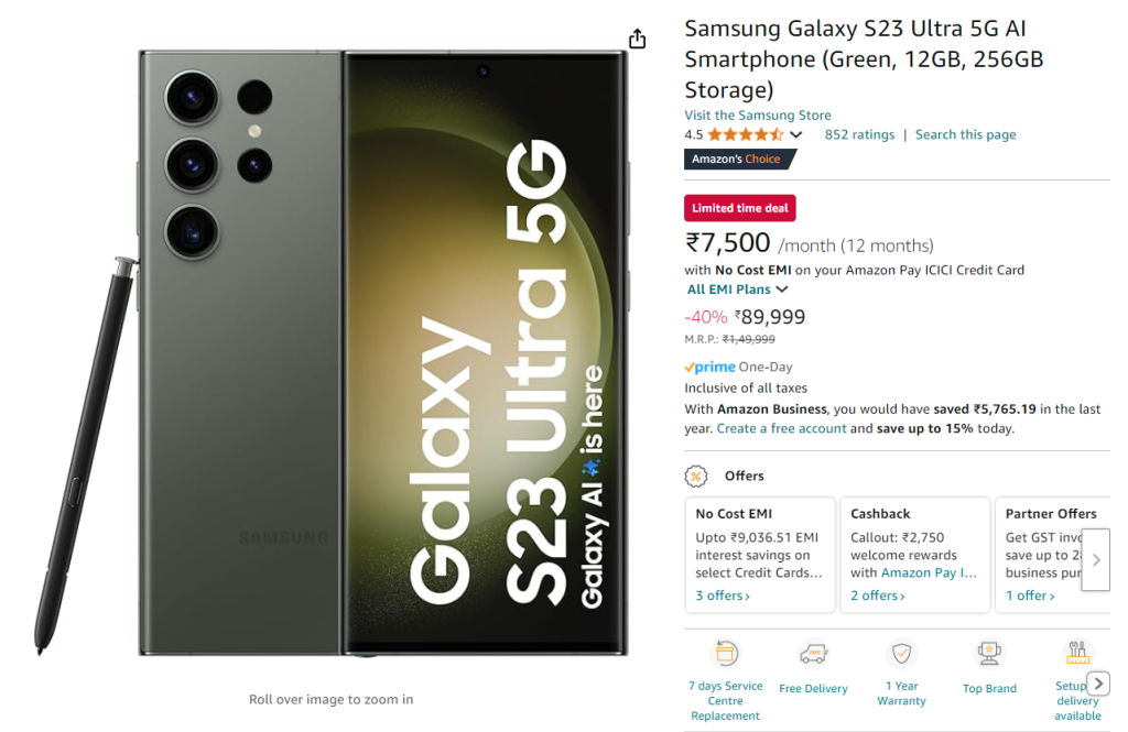 Samsung Galaxy S23 Ultra 5G deal