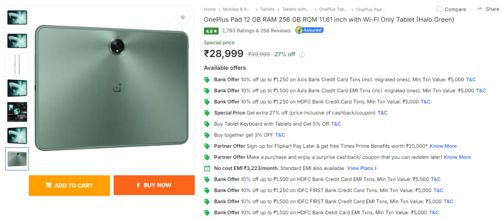 OnePlus Pad flipkart offer