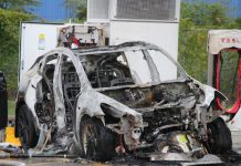 Tesla Model Y goes up in flames & burns completely while charging at a supercharging station Tesla Model Y