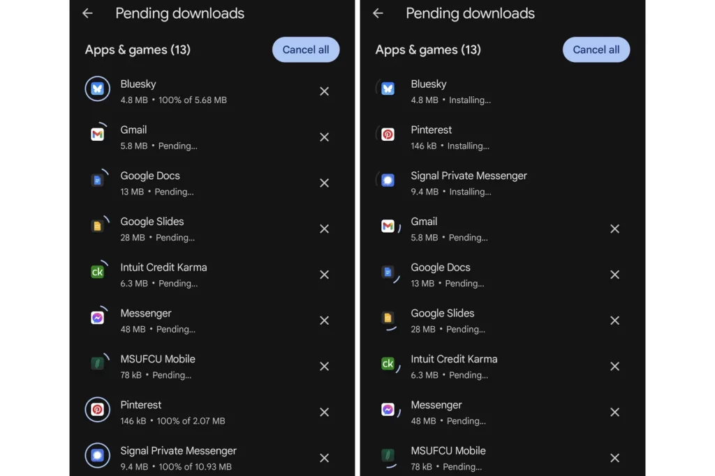 Google Play Store Multiple Apps Download Update