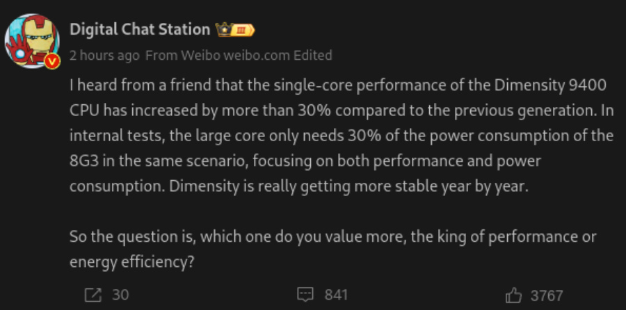 MediaTek Dimensity 9400 performance 