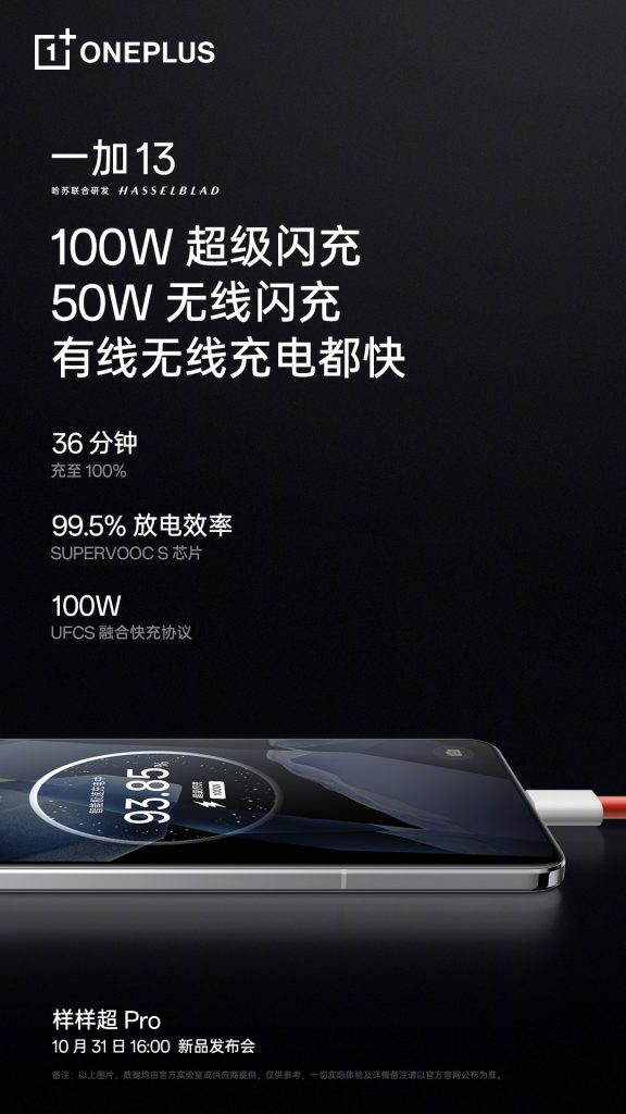 OnePlus 13 pack 6,000mAh battery with 100W wired, 50W wireless charging