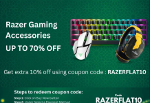 Razer Gaming Accessories are on sale with upto 74% off and additional 10% Flat discount using Coupon Code Razer Gaming Accessories sale