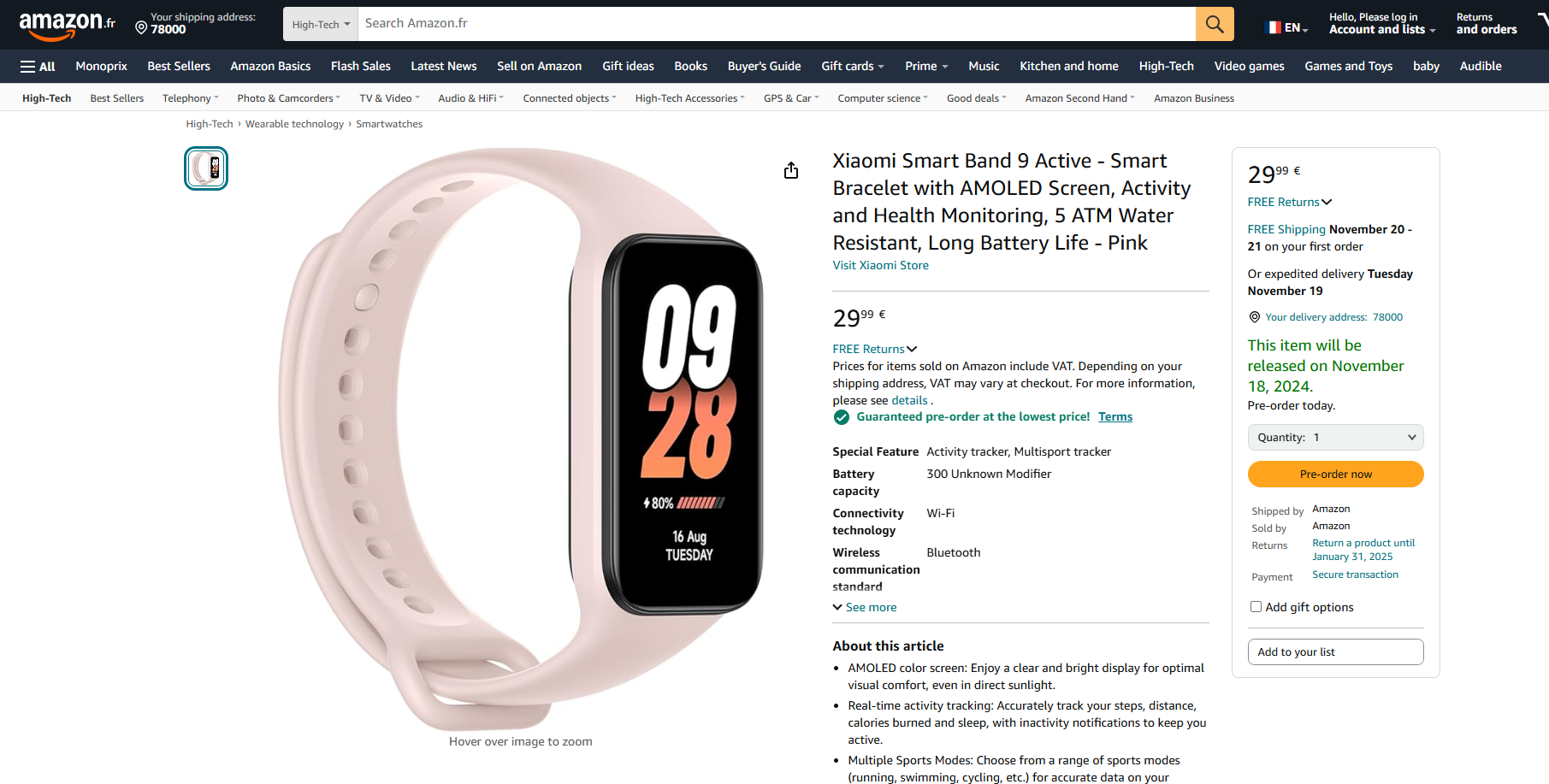 Xiaomi smart band 9 pro rose gold