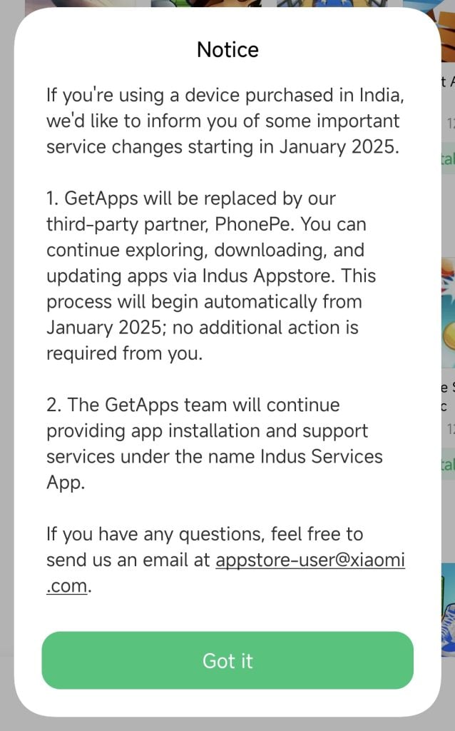 Xiaomi to replace GetApps