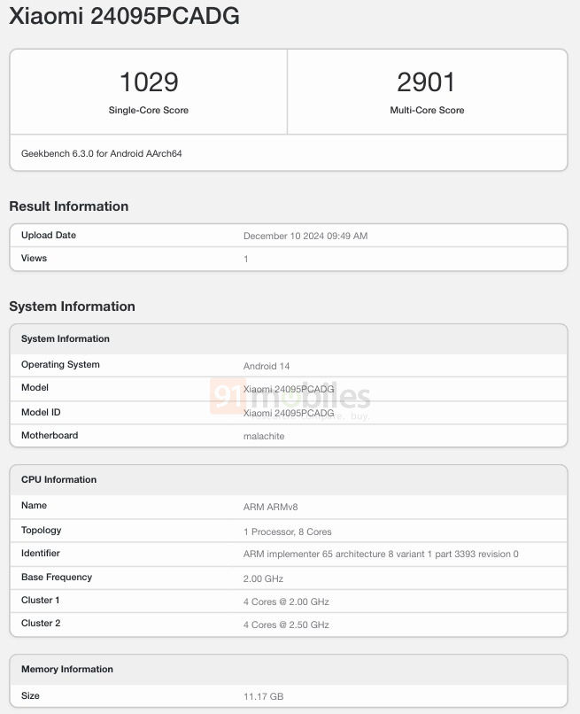 POCO X7 global version appears on Geekbench with 12GB RAM, launch