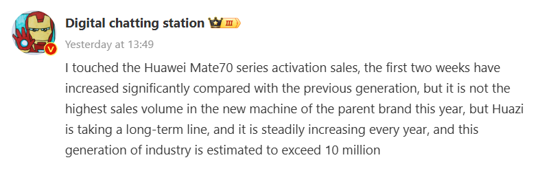 Mate 70 Series Outperforms Expectations