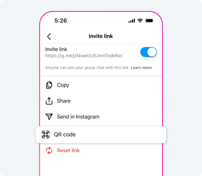 Group Chat QR code in Instagram DM
