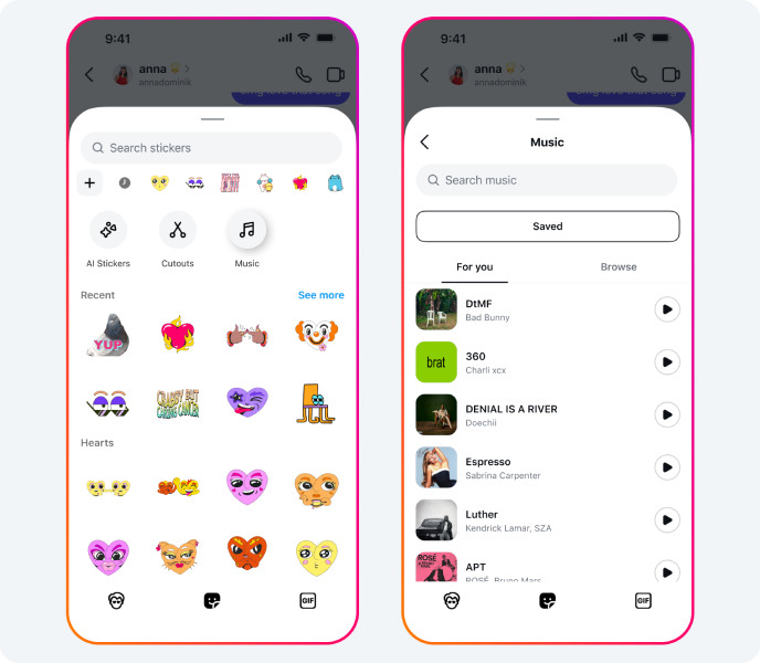 Music Sticker in Instagram DMs