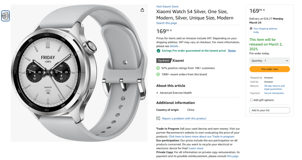 Xiaomi Watch S4