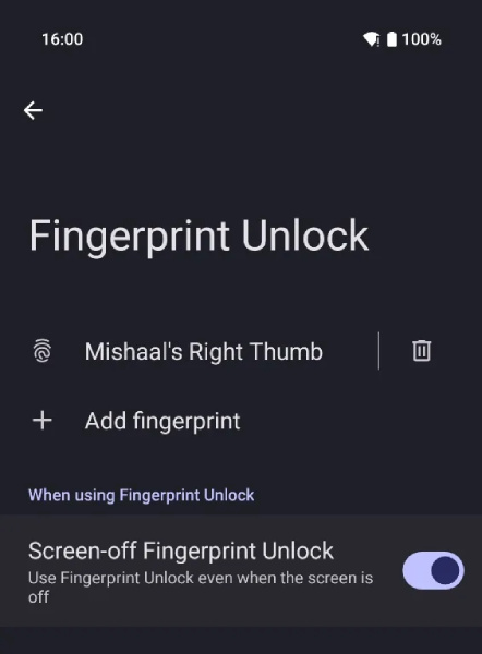 Google Pixel screen off fingerprint unlock