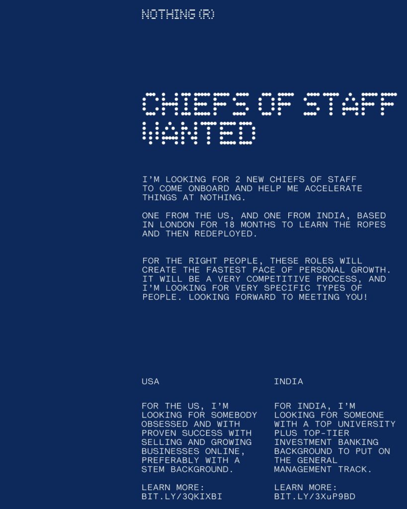 Nothing is hiring Chiefs of Staff