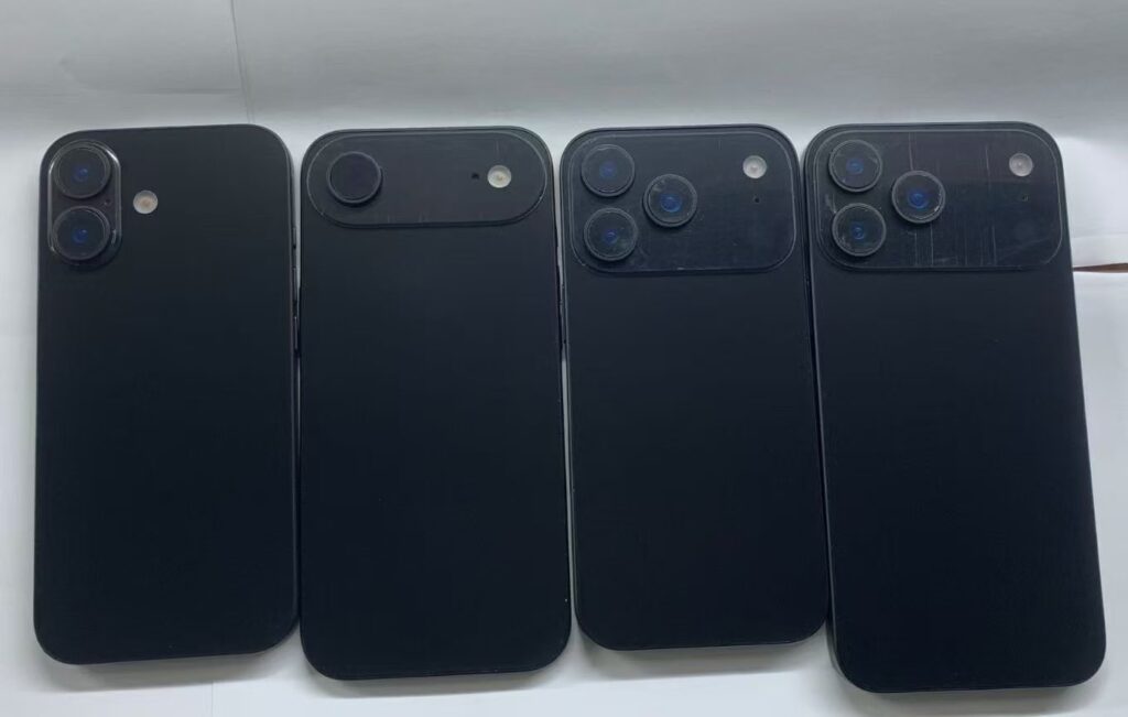 Dummy unit iPhone 17 dalam warna hitam dan putih