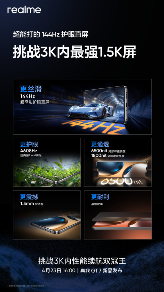 Realme GT 7 display specs