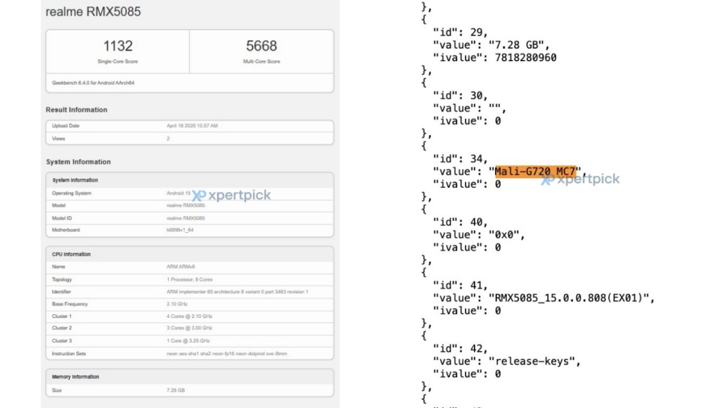 Realme GT 7T Geekbench