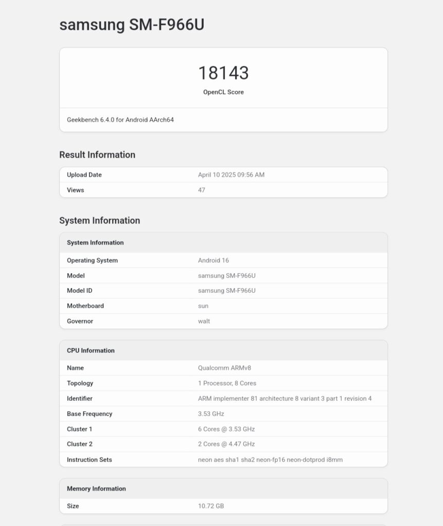 Z Fold 7 Android 16