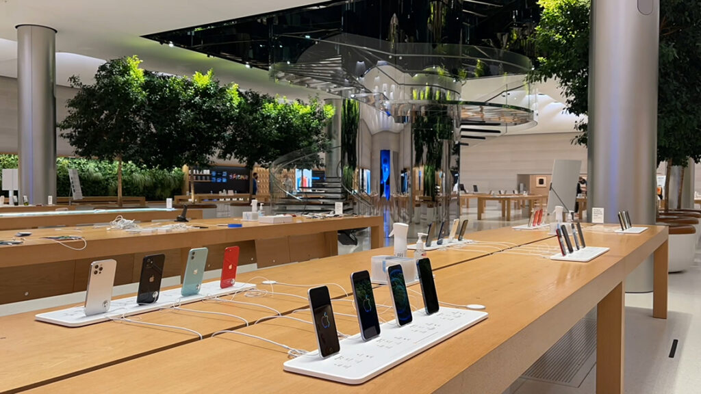 iPhone displayed in Apple Store