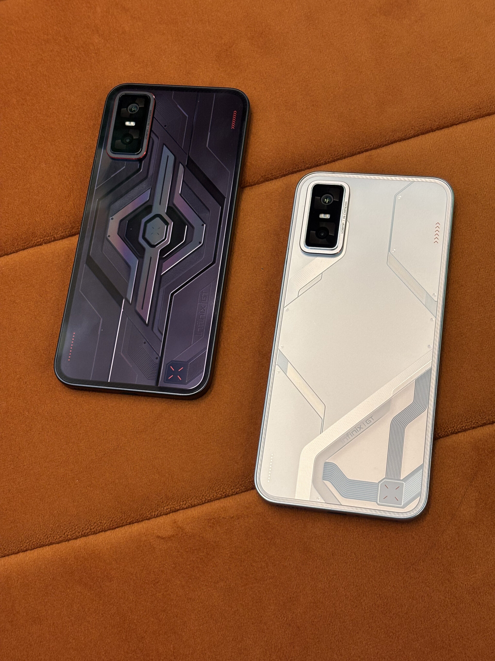 Infinix GT 30 Pro in Dark Flare and Blade White