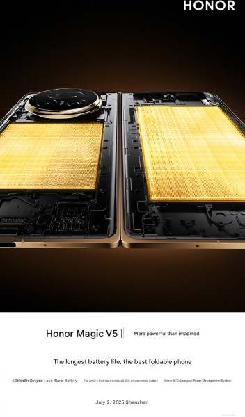 Honor Magic V5 é confirmado como dobrável mais duradouro com bateria de 6100mAh 1 Honor Magic V5