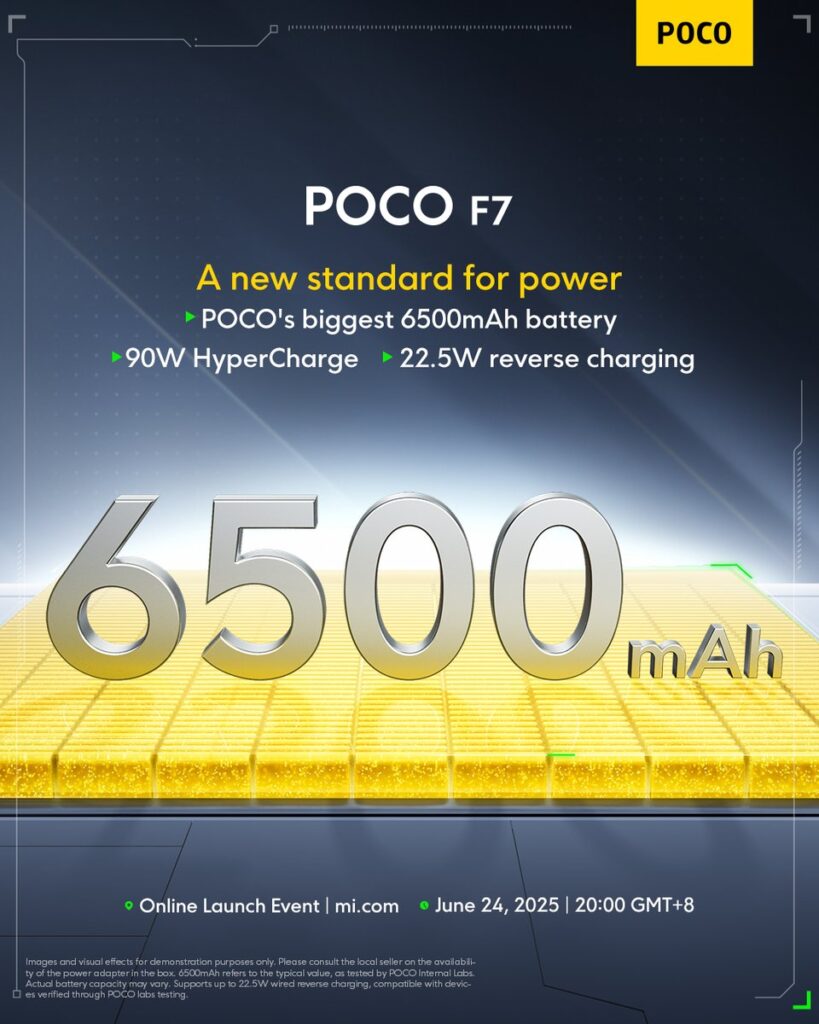 Poco F7 global eddition's battery size rrevealed