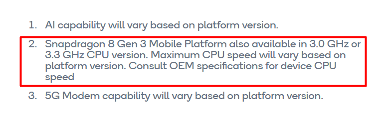 Snapdragon 8 Gen 3 new variants--