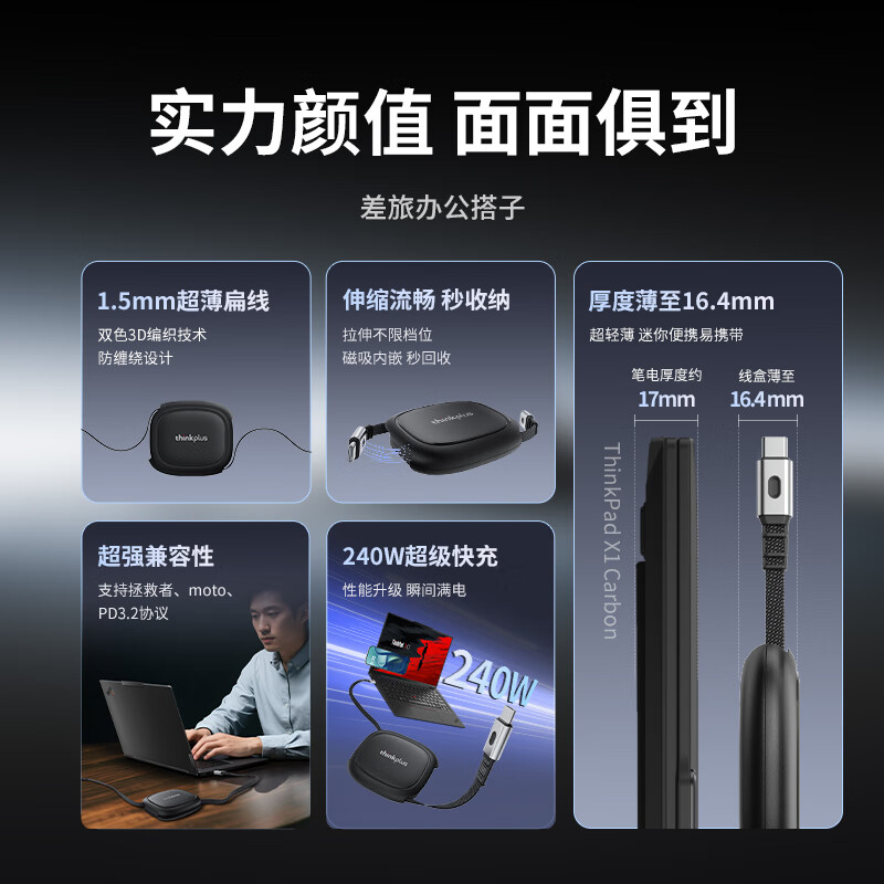 Lenovo Thinkplus 240W Retractable Cable
