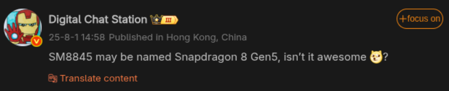 Qualcomm Snapdragon 8 Gen 5 name leak