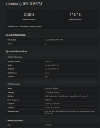Snapdragon 8 Elite 2 Geekbench 328x420
