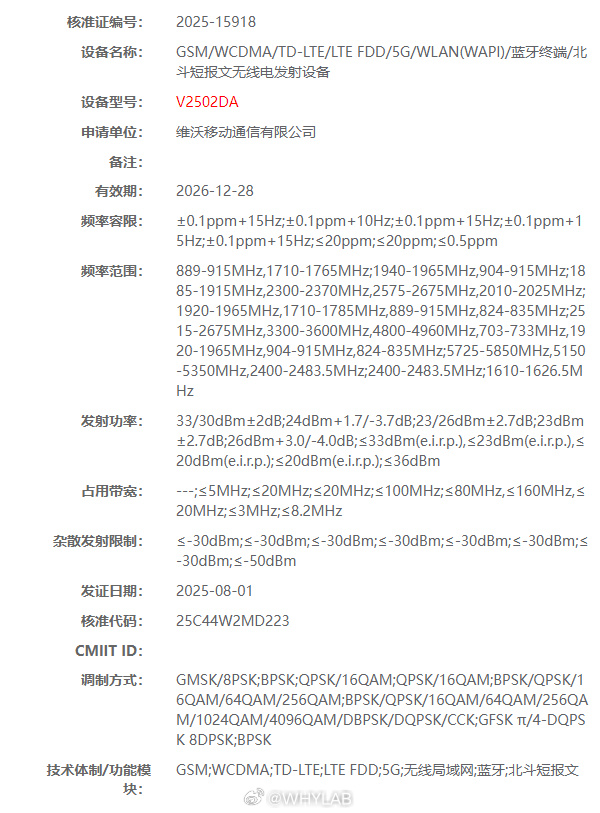 Vivo X300 radio certified in China