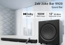 Zebronics Juke Bar 9920 brings 900W RMS soundbar with 12-inch subwoofer