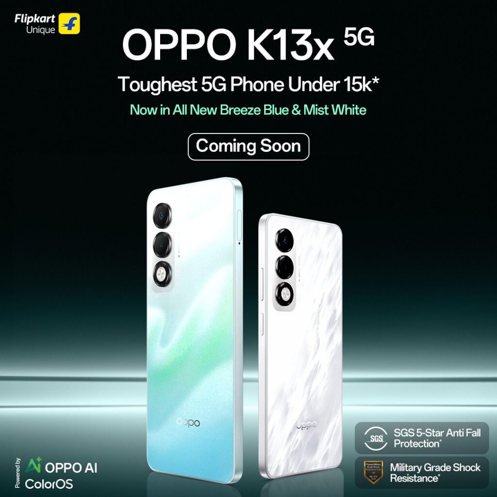 Oppo K13x 5G’s new Mist White and Breeze Blue color editions officially revealed