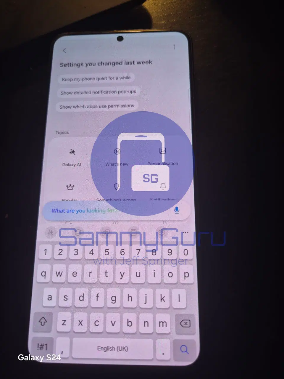 One UI 8.5 settings - Search option