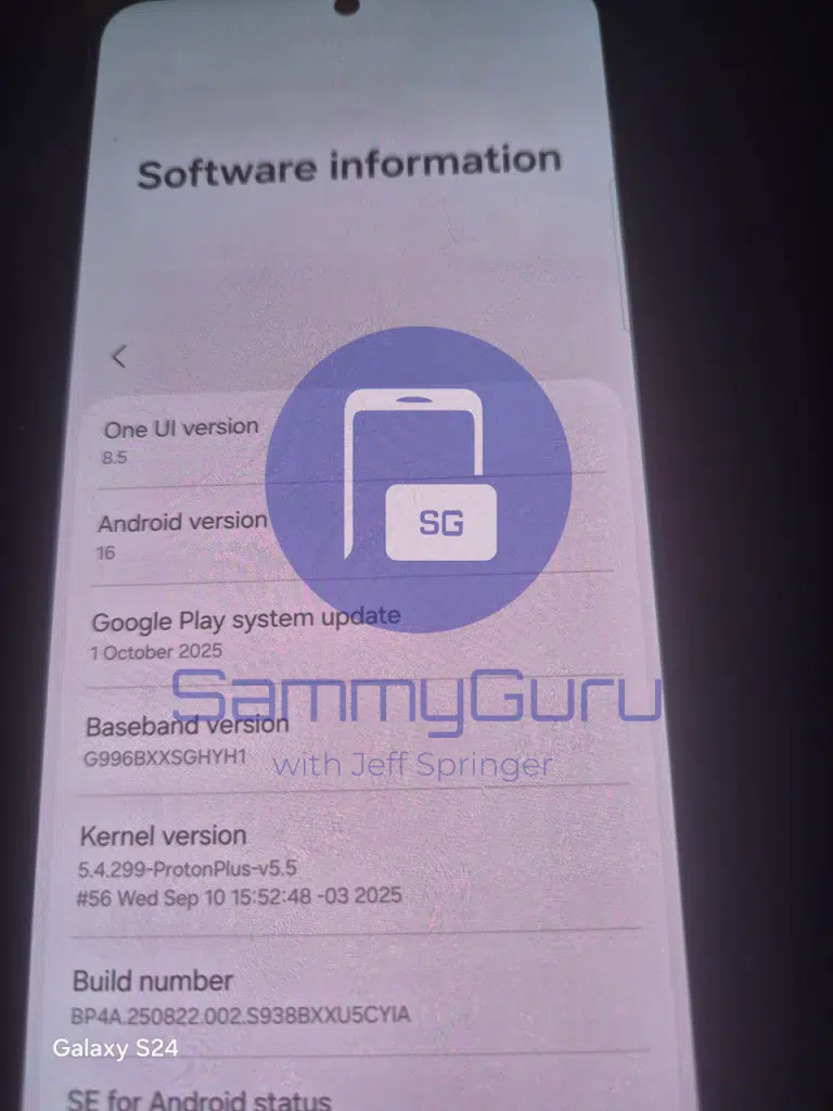One UI 8.5 software screen