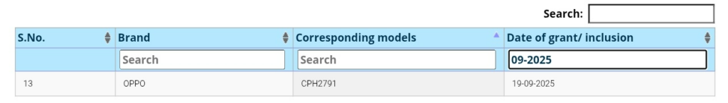 Oppo Find X9 BIS listing