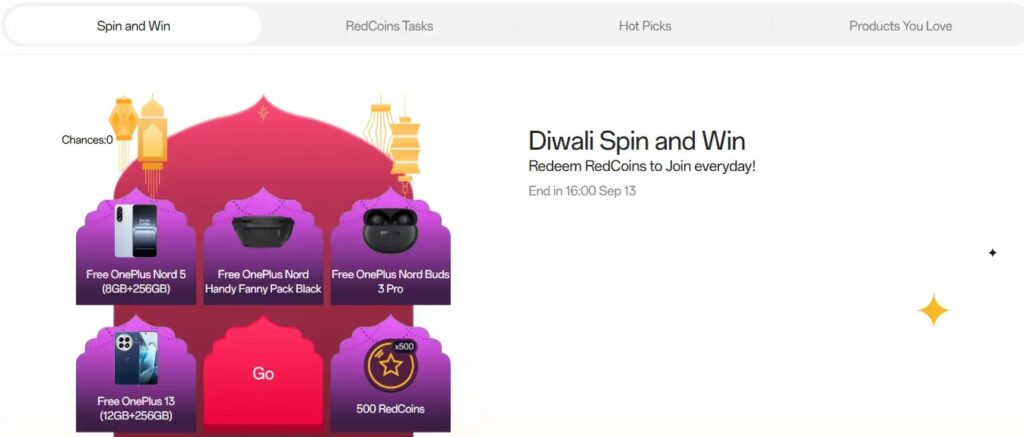 OnePlus Spin & Win Lucky Draw Campaign