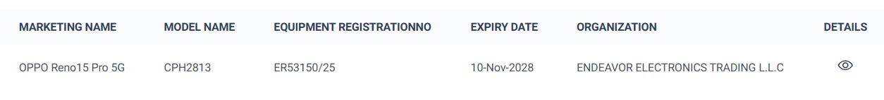 OPPO Reno 15 Pro sudah raih sertifikasi TDRA