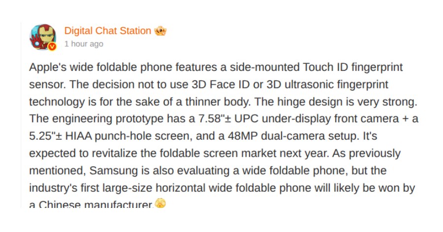 Apple's foldable iPhone will have a fingerprint sensor instead of Face ID
