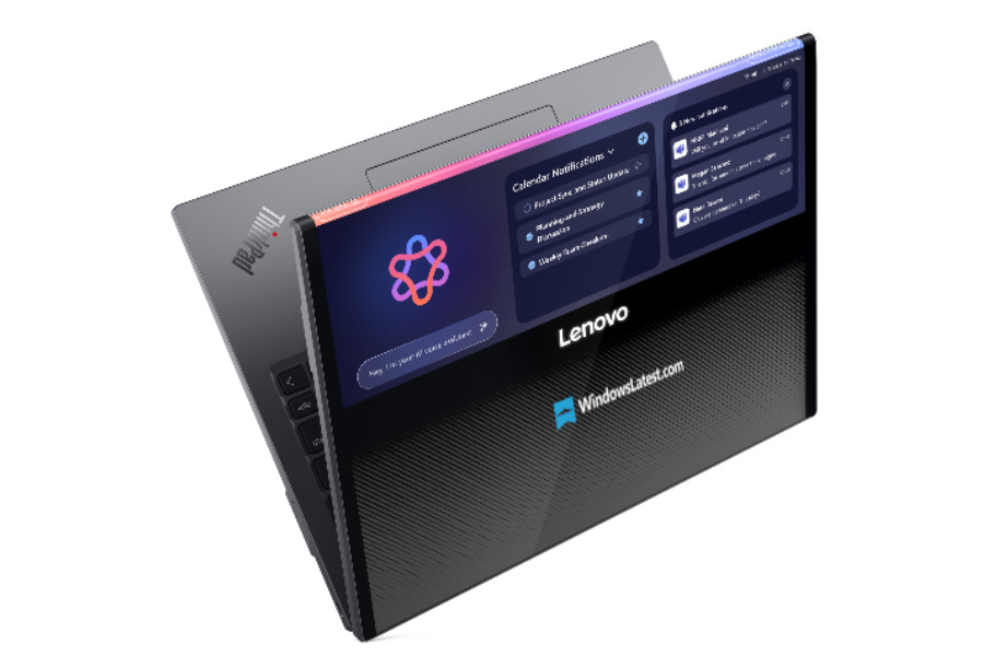 Lenovo ThinkPad Rollable XD konsepti ekranı çölə doğru açılan noutbuk kimi təqdim edir